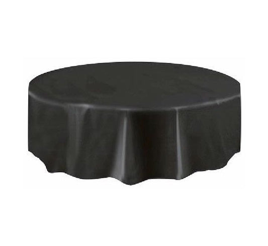Unique 213cm (84inch) Diameter Black Round Plastic Tablecover