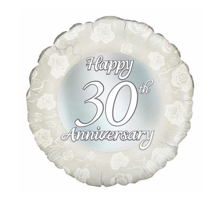 18” Happy 30th Anniversary foil balloon