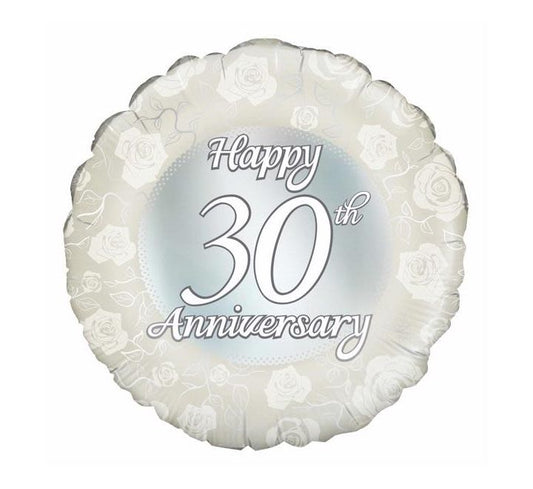 18” Happy 30th Anniversary foil balloon