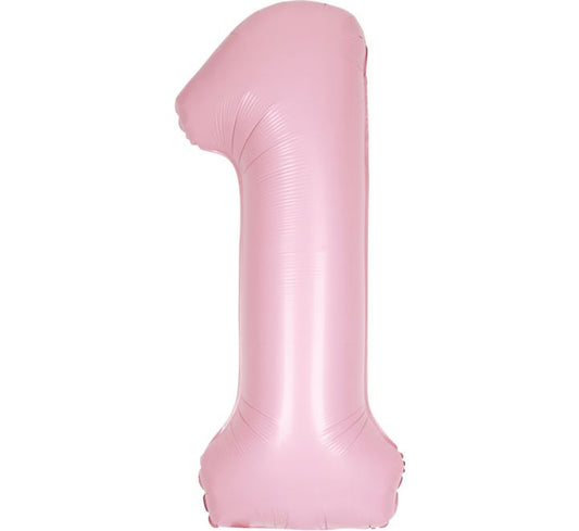Unique 34” matte pink 1 foil number