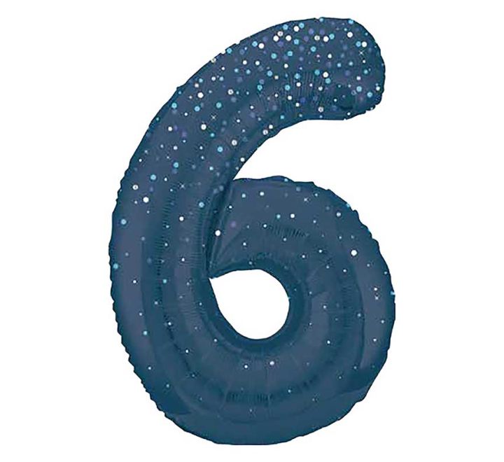 Unique 34” blue glitz 6 foil number