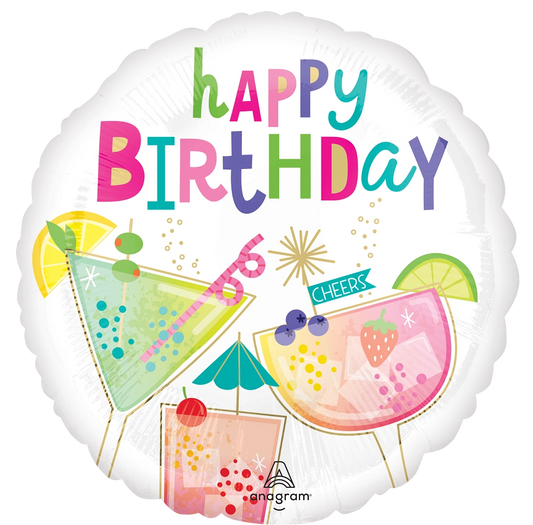 18” Cocktail Surprise Birthday Foil Balloon