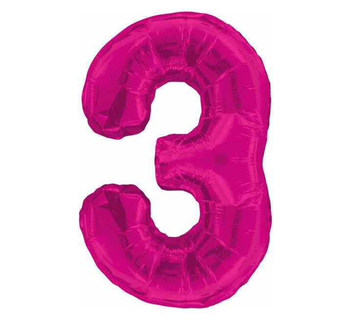 Unique 34” pink 3 foil number