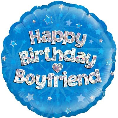 18” happy birthday boyfriend holographic foil balloon