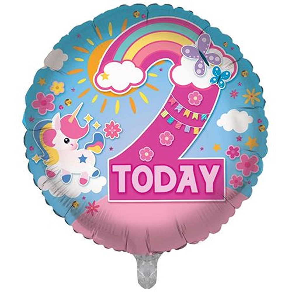 18” female juvenile Age 2 birthday foil balloon