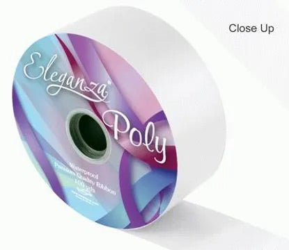 Eleganza Poly Ribbon 50mm x 91m (100yds) No.01 White