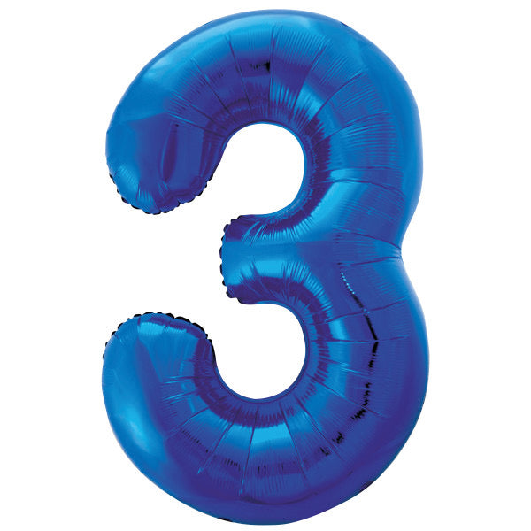 Unique 34” blue 3 foil number