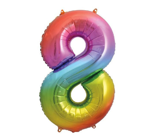 Unique 34” rainbow 8 foil number