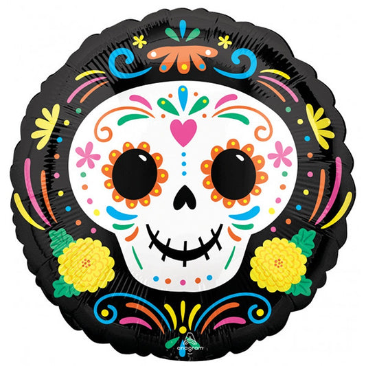 18” day of the dead skull foil balloon