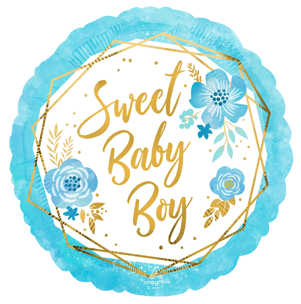 18” Baby Boy Floral Geo Foil balloon