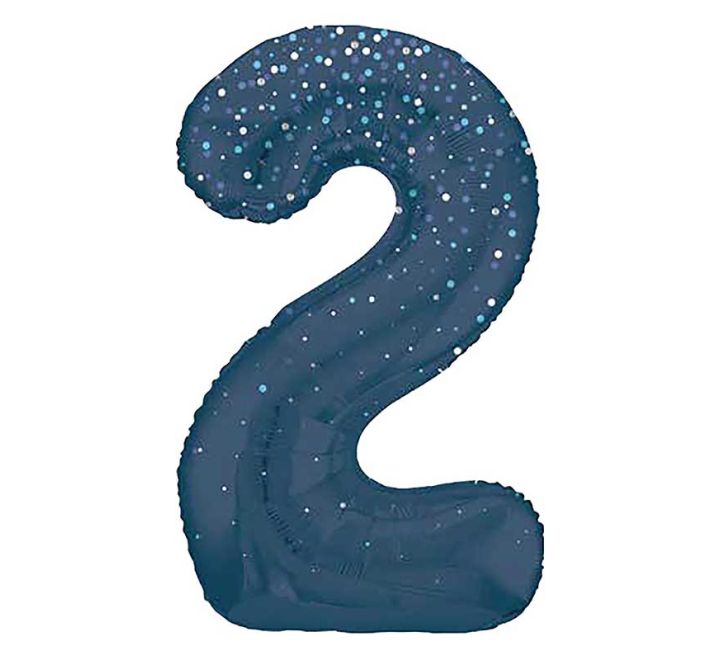 Unique 34” blue glitz 2 foil number