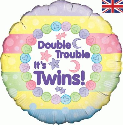 18” twins birth foil balloon