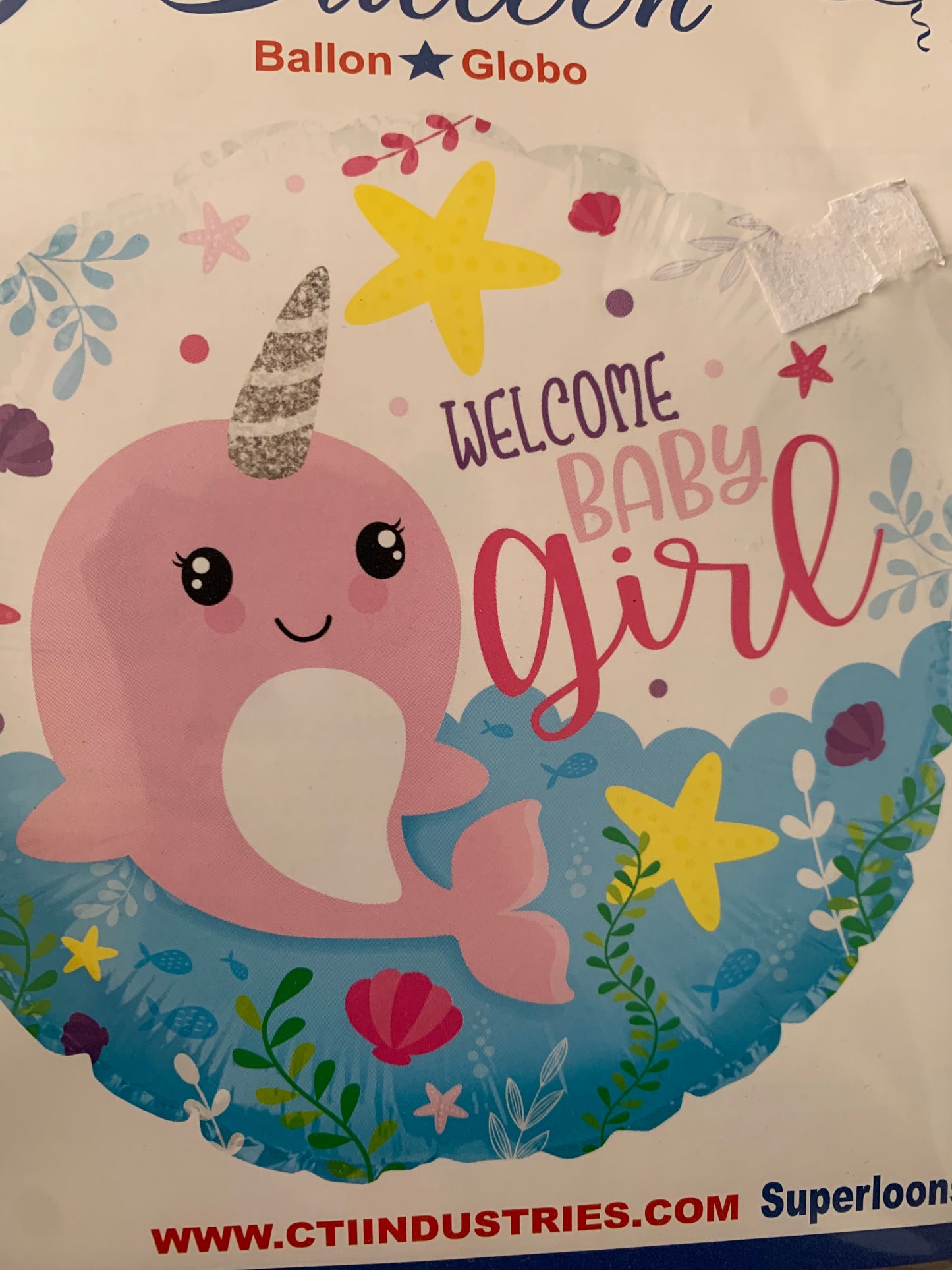 18” welcome baby girl foil balloon