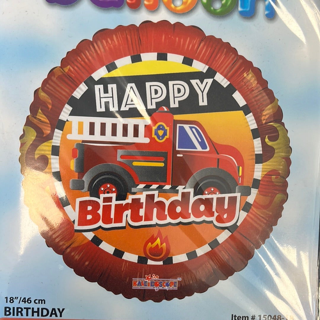 18” fire engine happy birthday foil balloon