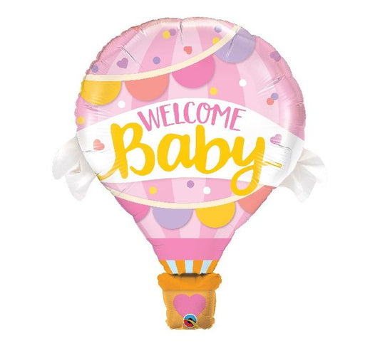 42” welcome baby girl hot air balloon