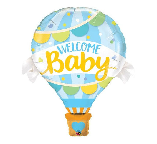 42” welcome baby boy hot air balloon