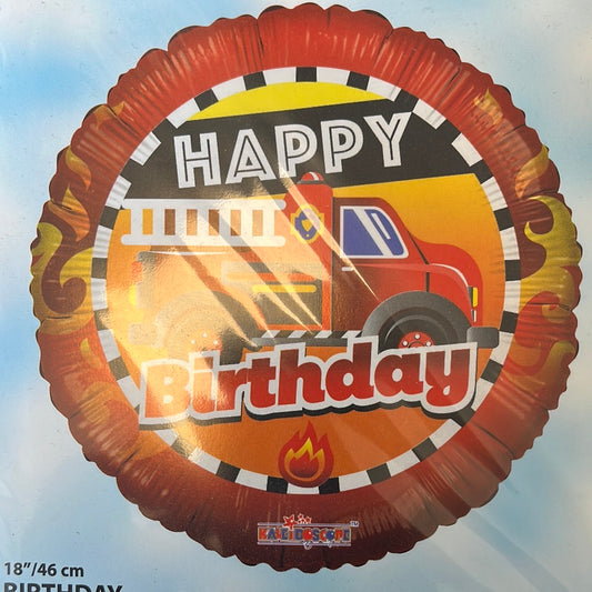 18” fire engine happy birthday foil balloon