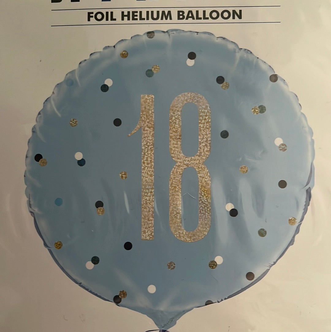 18” age 18 blue glitz foil balloon