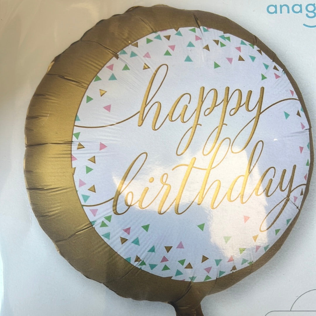 18” satin luxe gold birthday foil balloon